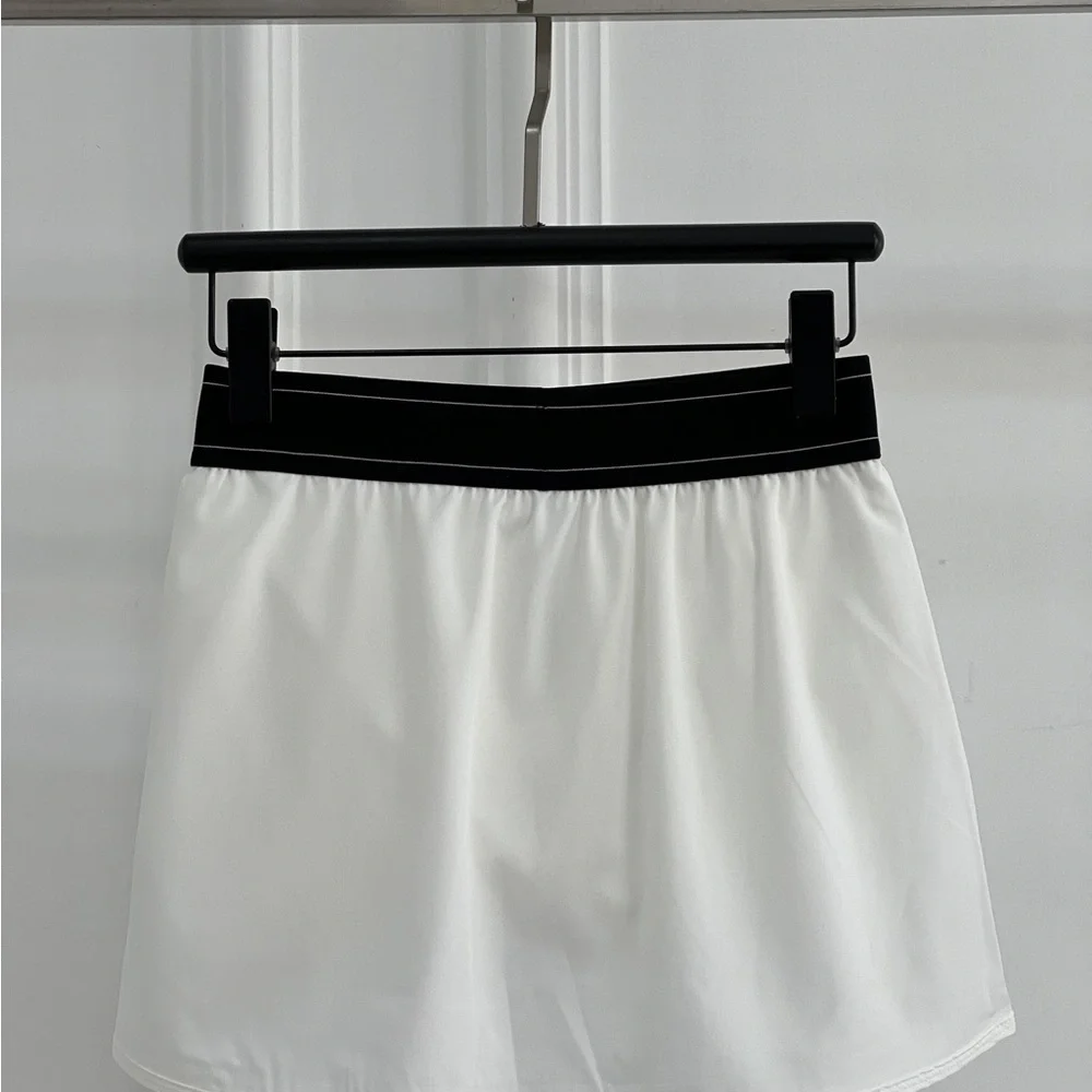 ALO Yoga White Skort with Black Waistband